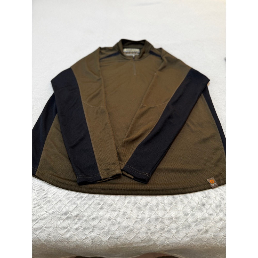 GH Bass Earth Eco-Tech Men's Long Sleeve 1/4 Zip Shirt Olive Black XL